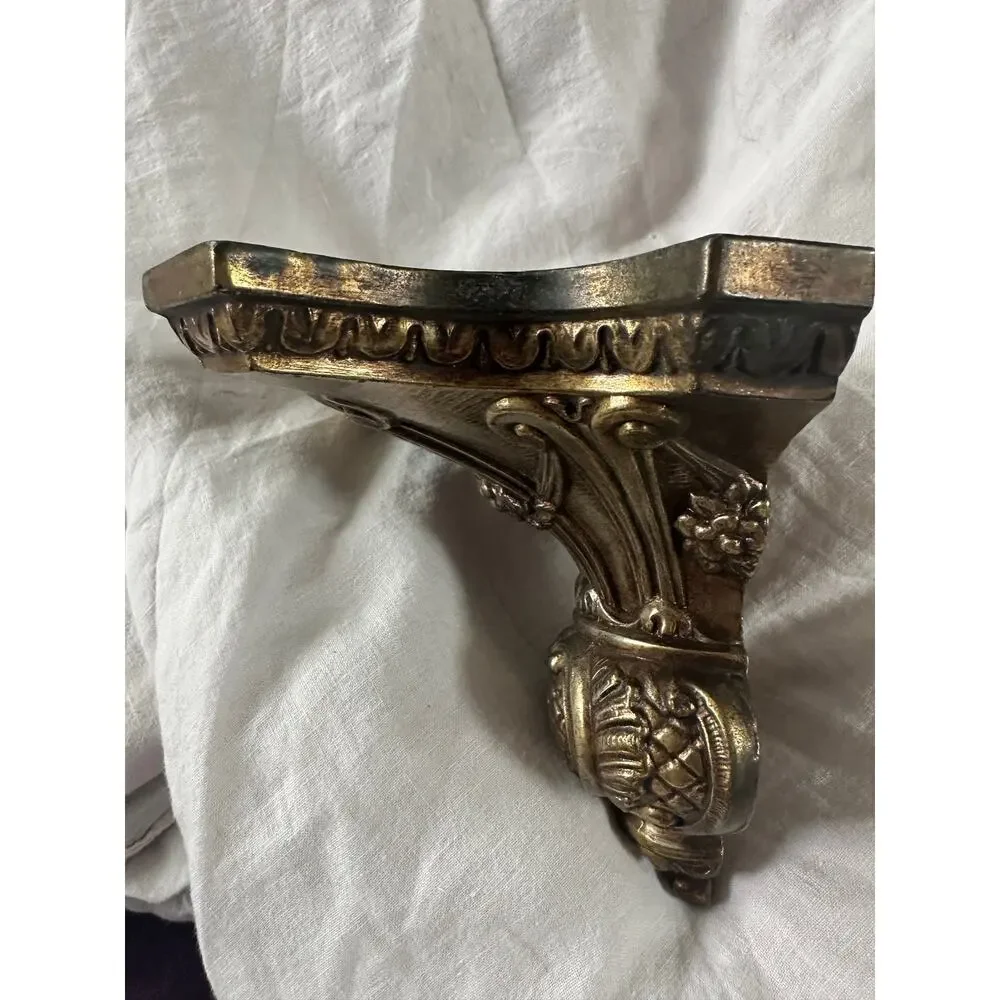 Italian Style Gilded Ornate Bracket Accent Wall Shelf Mid Century sconce